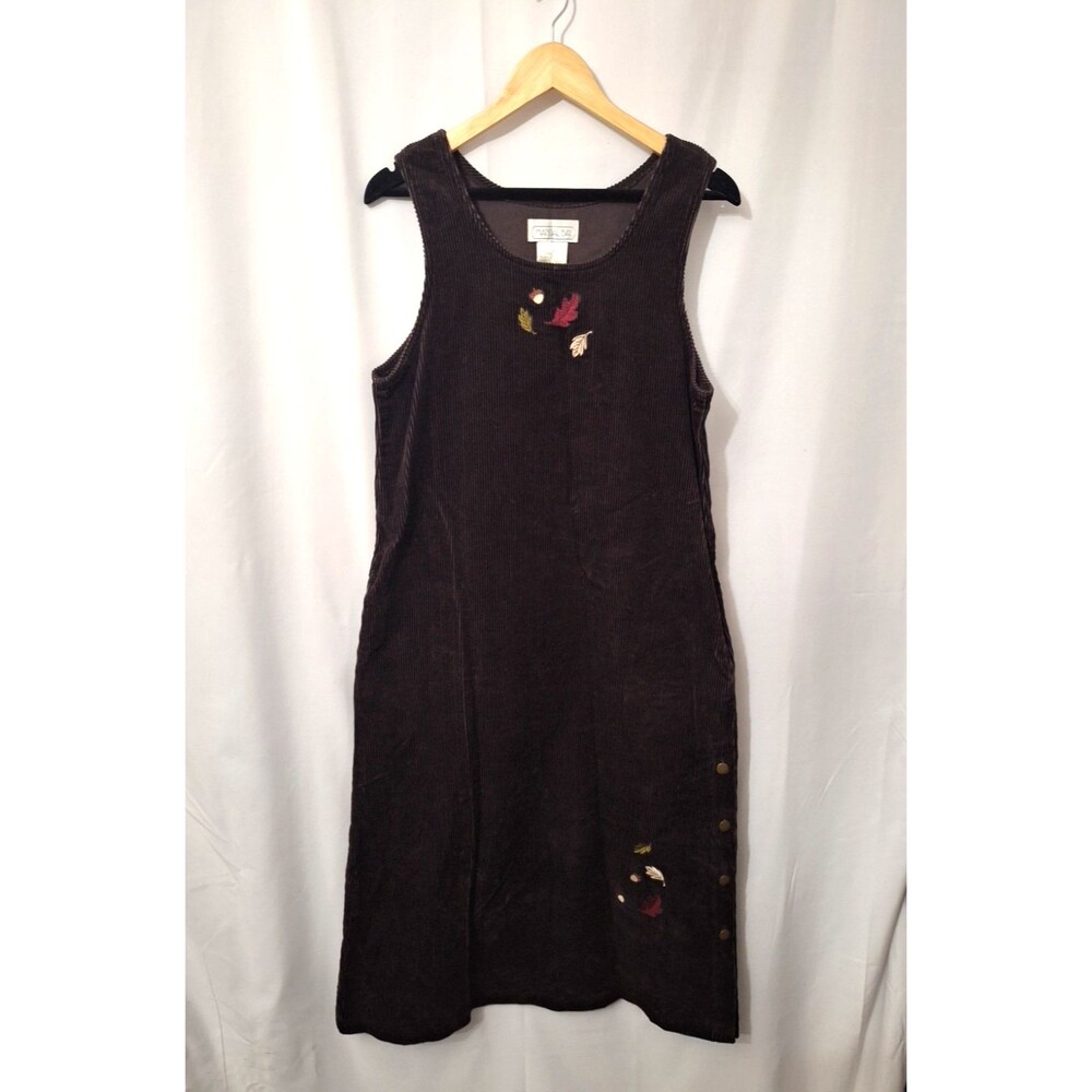 Vtg Mandal Bay Corduroy Jumper Dress Small Cotton Brown Sleeveless Fall Autumn
